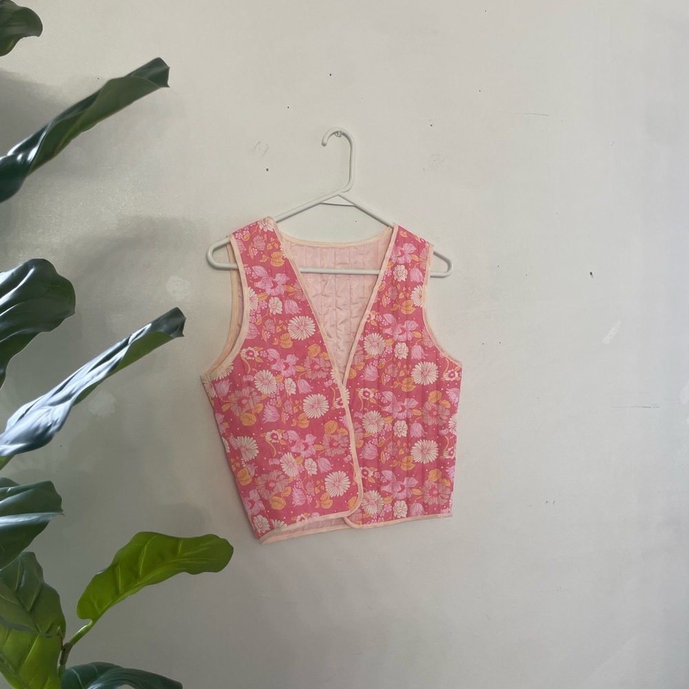 Floral Pink Quilted Vest